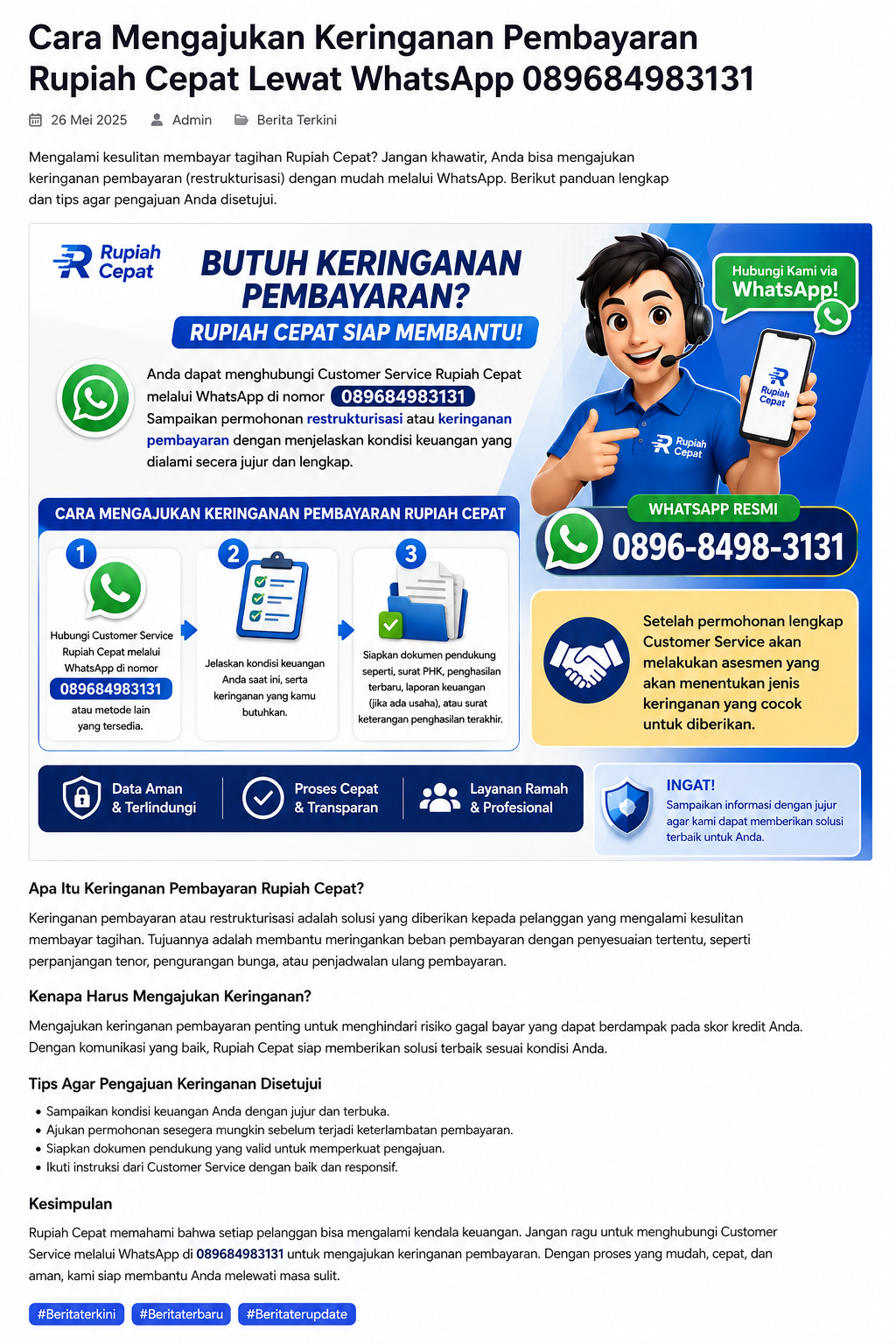 Cara Mengajukan Keringanan Pembayaran Rupiah Cepat