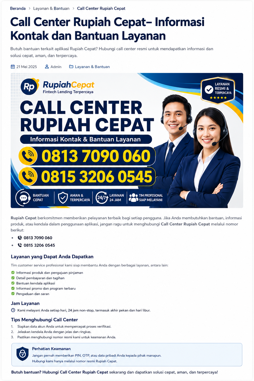 Cara Menghubungi Customer service Rupiah cepat